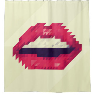 Red lips made of small triangles, pixelshipster,pi シャワーカーテン