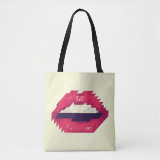 Red lips made of small triangles, pixelshipster,pi トートバッグ