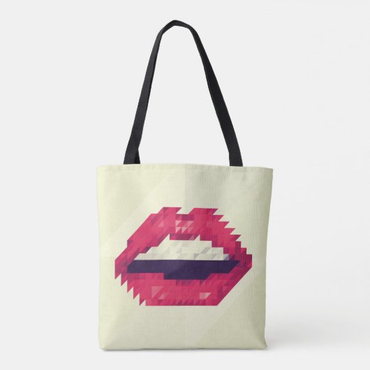 Red lips made of small triangles, pixelshipster,pi トートバッグ (裏面)