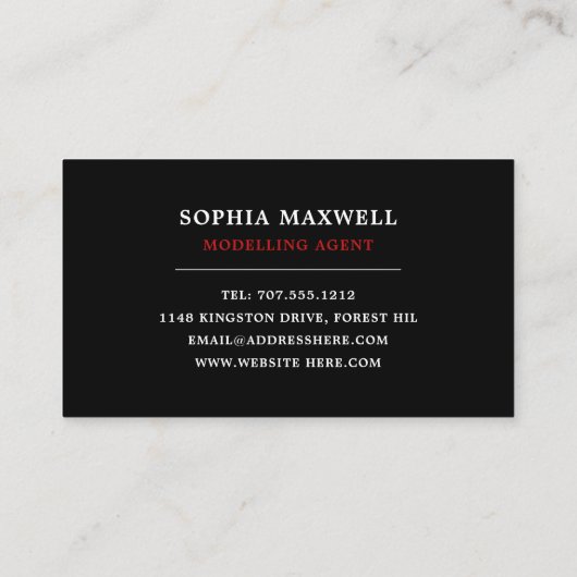 Red Lips、Modeling Agency、Model Agent 名刺 (裏面)