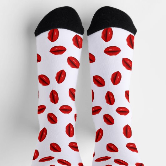 Red Lips Pattern ソックス (上部)