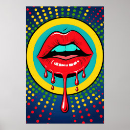 Red Lips Pop Art ポスター