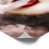 Red Lips Woman Smoke Art ポスター (角)