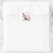 Red Lipstick Bunny - Kawaii Glamour Rabbit Art🐰 ラウンドシール (バッグ)