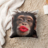 Red Lipstick on a Chimpanzee クッション (ブランケット)