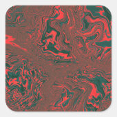 Red Liquid Marble Abstract Pattern スクエアシール (正面)
