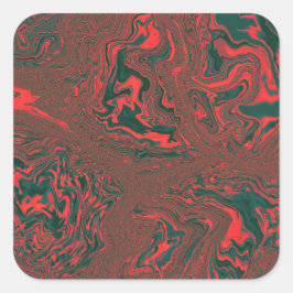 Red Liquid Marble Abstract Pattern スクエアシール
