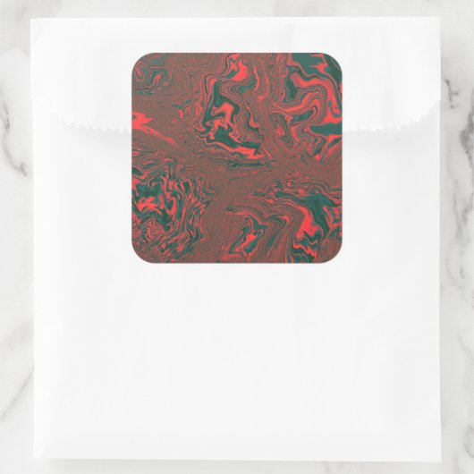 Red Liquid Marble Abstract Pattern スクエアシール (バッグ)