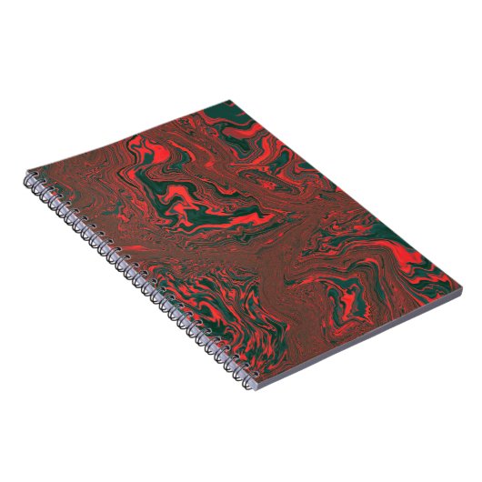 Red Liquid Marble Abstract Pattern ノートブック (右側)