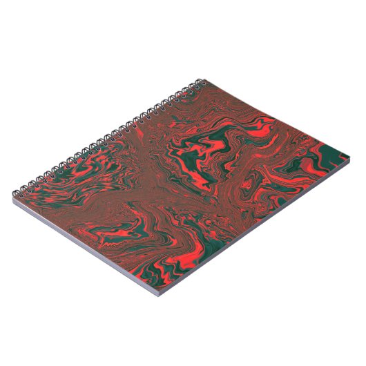 Red Liquid Marble Abstract Pattern ノートブック (左側)