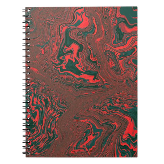 Red Liquid Marble Abstract Pattern ノートブック (正面)
