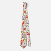 Red Lobster and Shrimp Seafood Pattern Neck Tie ネクタイ (正面)