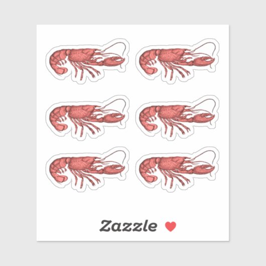 Red Lobster Retro Vintage Image Stickers シール (シート)
