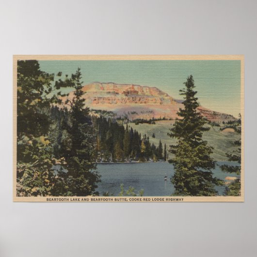 Red Lodge, MT - View of Beartooth Lake & Butte ポスター (正面)