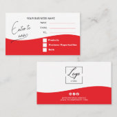 Red Logo Raffle Enter to Win Ticket プレイスカード (正面/裏面)