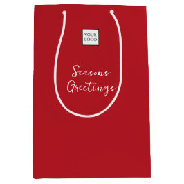 Red Logo Text Promotional Business Packaging ミディアムペーパーバッグ