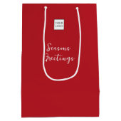 Red Logo Text Promotional Business Packaging ミディアムペーパーバッグ (裏面)