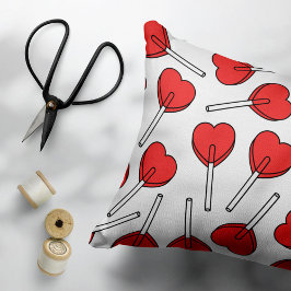 Red Lollipops, Heart Lollipops, Lollipop Pattern アクセントクッション