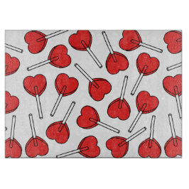 Red Lollipops, Heart Lollipops, Lollipop Pattern カッティングボード