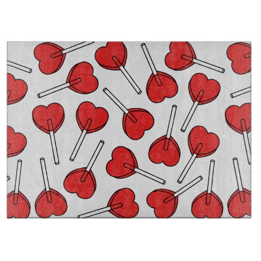 Red Lollipops, Heart Lollipops, Lollipop Pattern カッティングボード (正面)