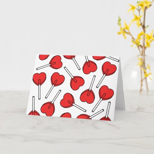 Red Lollipops, Heart Lollipops, Lollipop Pattern カード (黄色い花)