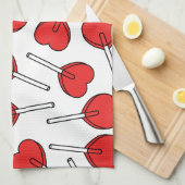 Red Lollipops, Heart Lollipops, Lollipop Pattern キッチンタオル (四つ折り)