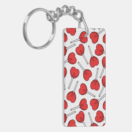Red Lollipops, Heart Lollipops, Lollipop Pattern キーホルダー (正面左)