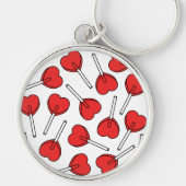 Red Lollipops, Heart Lollipops, Lollipop Pattern キーホルダー (正面)