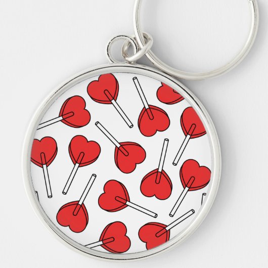 Red Lollipops, Heart Lollipops, Lollipop Pattern キーホルダー (正面)