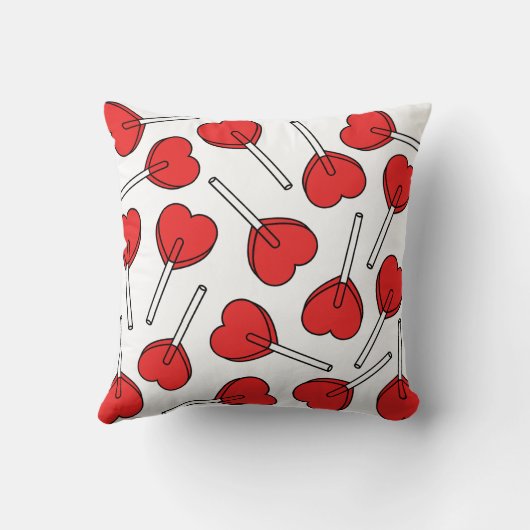 Red Lollipops, Heart Lollipops, Lollipop Pattern クッション (裏面)
