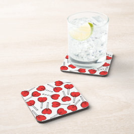 Red Lollipops, Heart Lollipops, Lollipop Pattern コースター