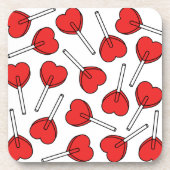 Red Lollipops, Heart Lollipops, Lollipop Pattern コースター (正面)