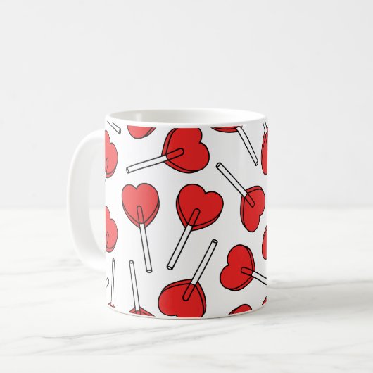 Red Lollipops, Heart Lollipops, Lollipop Pattern コーヒーマグカップ (正面左)