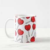 Red Lollipops, Heart Lollipops, Lollipop Pattern コーヒーマグカップ (左)