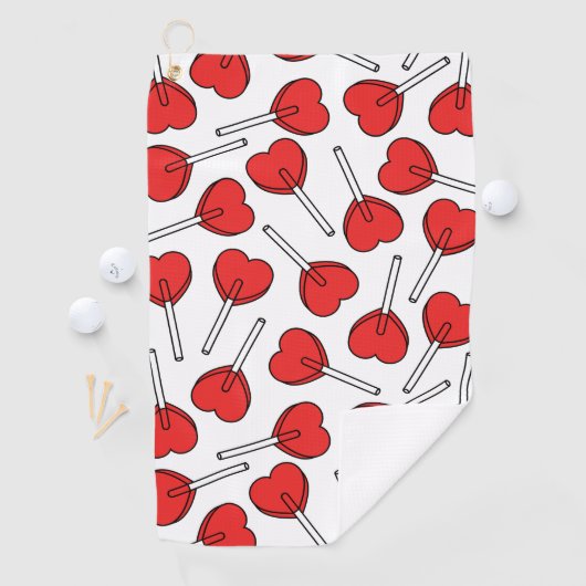 Red Lollipops, Heart Lollipops, Lollipop Pattern ゴルフタオル (インサイチュ)