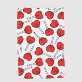 Red Lollipops, Heart Lollipops, Lollipop Pattern ゴルフタオル (正面)