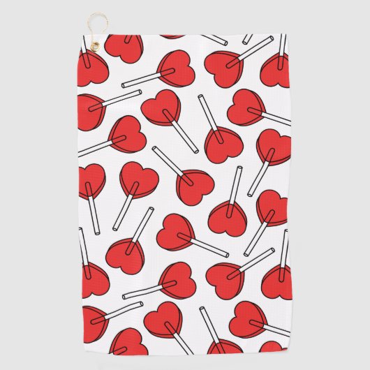 Red Lollipops, Heart Lollipops, Lollipop Pattern ゴルフタオル (正面)