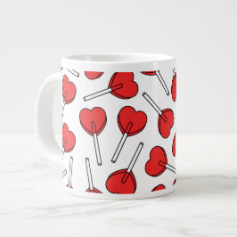 Red Lollipops, Heart Lollipops, Lollipop Pattern ジャンボコーヒーマグカップ