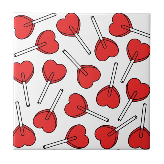 Red Lollipops, Heart Lollipops, Lollipop Pattern タイル (正面)