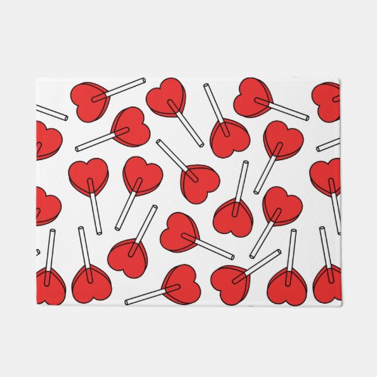 Red Lollipops, Heart Lollipops, Lollipop Pattern ドアマット (正面)
