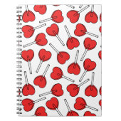 Red Lollipops, Heart Lollipops, Lollipop Pattern ノートブック (正面)
