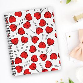 Red Lollipops, Heart Lollipops, Lollipop Pattern ノートブック