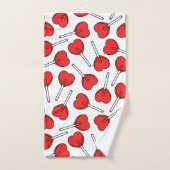 Red Lollipops, Heart Lollipops, Lollipop Pattern バスタオルセット (ハンドタオル)