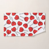Red Lollipops, Heart Lollipops, Lollipop Pattern バスタオルセット (ハンドタオル)