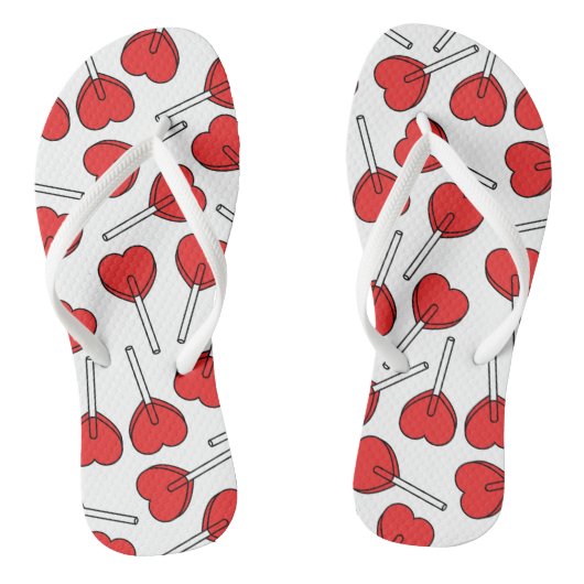 Red Lollipops, Heart Lollipops, Lollipop Pattern ビーチサンダル (ソール)
