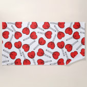 Red Lollipops, Heart Lollipops, Lollipop Pattern ビーチタオル (正面)