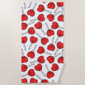 Red Lollipops, Heart Lollipops, Lollipop Pattern ビーチタオル (正面)