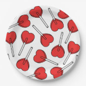 Red Lollipops, Heart Lollipops, Lollipop Pattern ペーパープレート (正面)