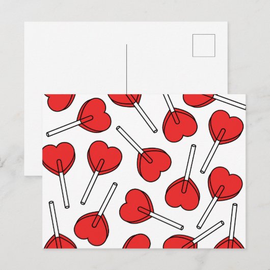 Red Lollipops, Heart Lollipops, Lollipop Pattern ポストカード (正面/裏面)