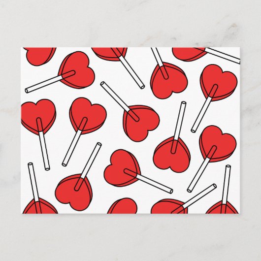 Red Lollipops, Heart Lollipops, Lollipop Pattern ポストカード (正面)